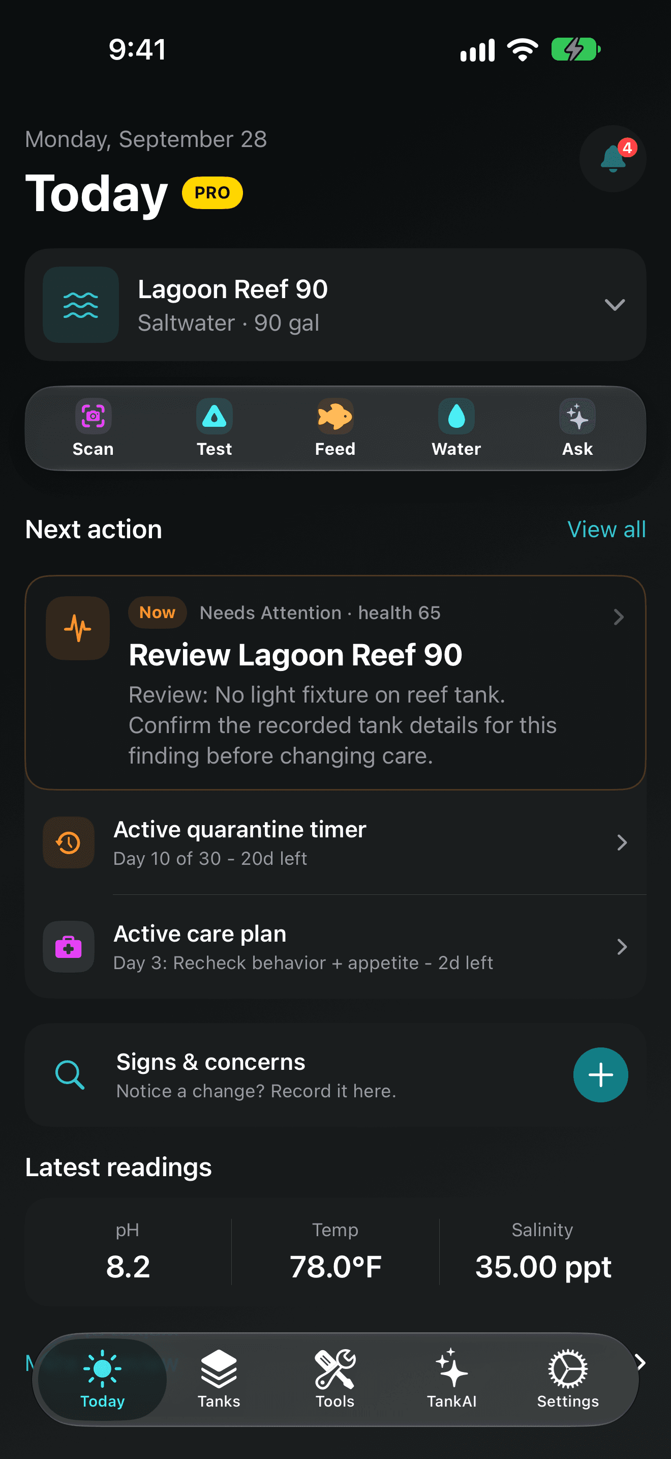 TankForge multi-tank fish room manager screenshot