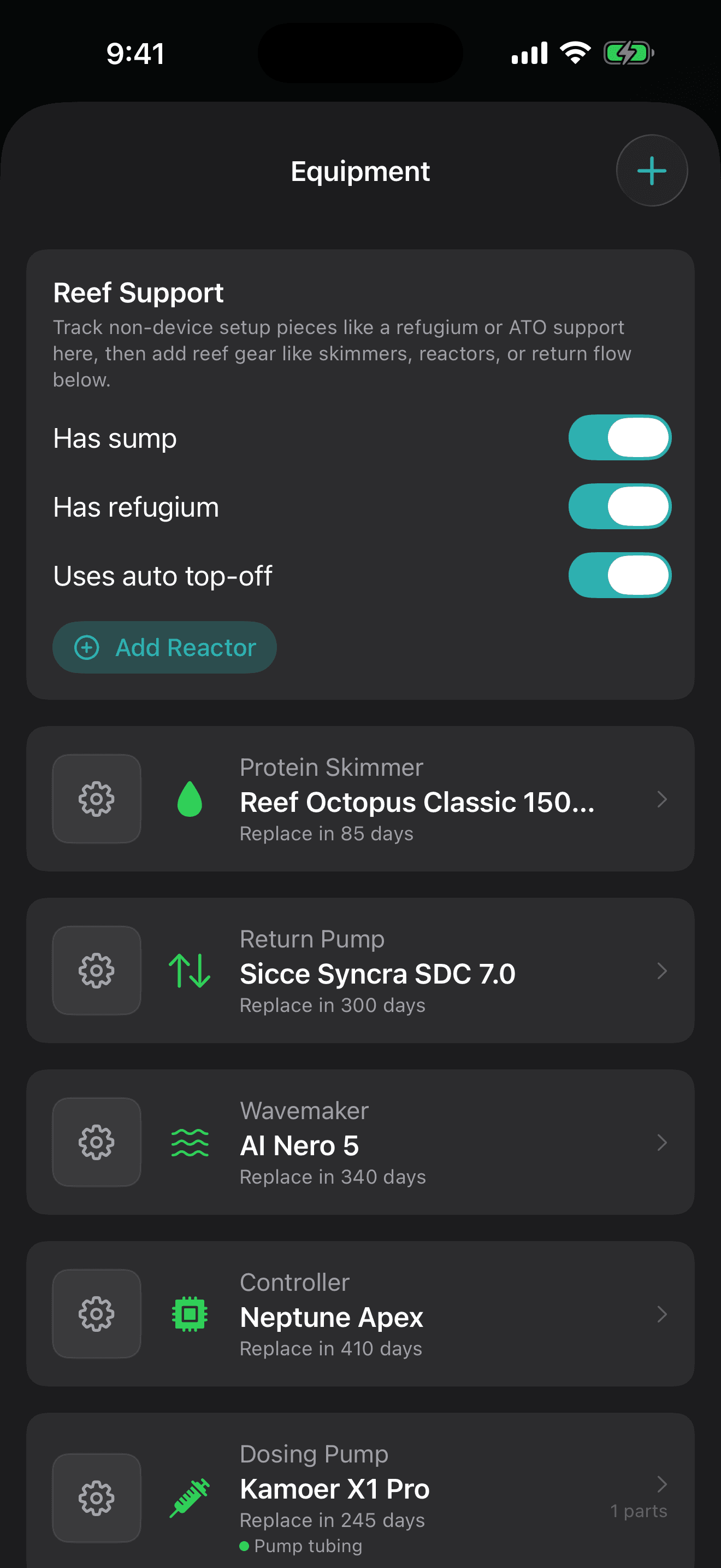 TankForge equipment and product inventory screenshot
